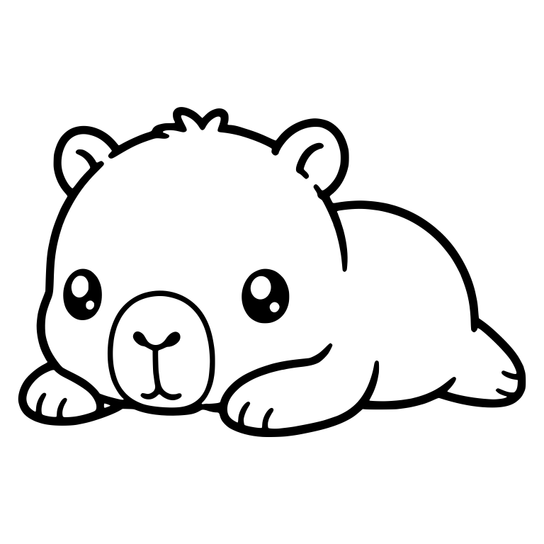 Baby Capybara Lying Down Facing Front With Shiny Eyes — free animal SVG cut file