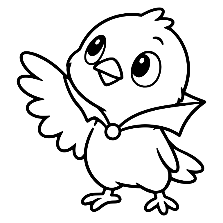 Wide-Eyed Baby Bird Looking Up in Vampire Collar — free animal SVG cut file