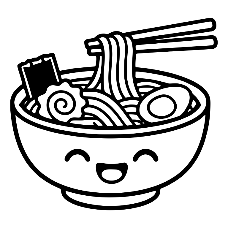 Laughing Ramen Bowl with Nori, Fish Cake and Egg — free food SVG cut file