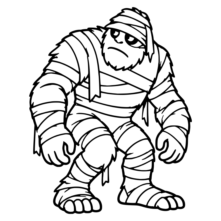 Furry Bigfoot Mummy Wrapped in Thick Bandages — free fantasy-creature SVG cut file