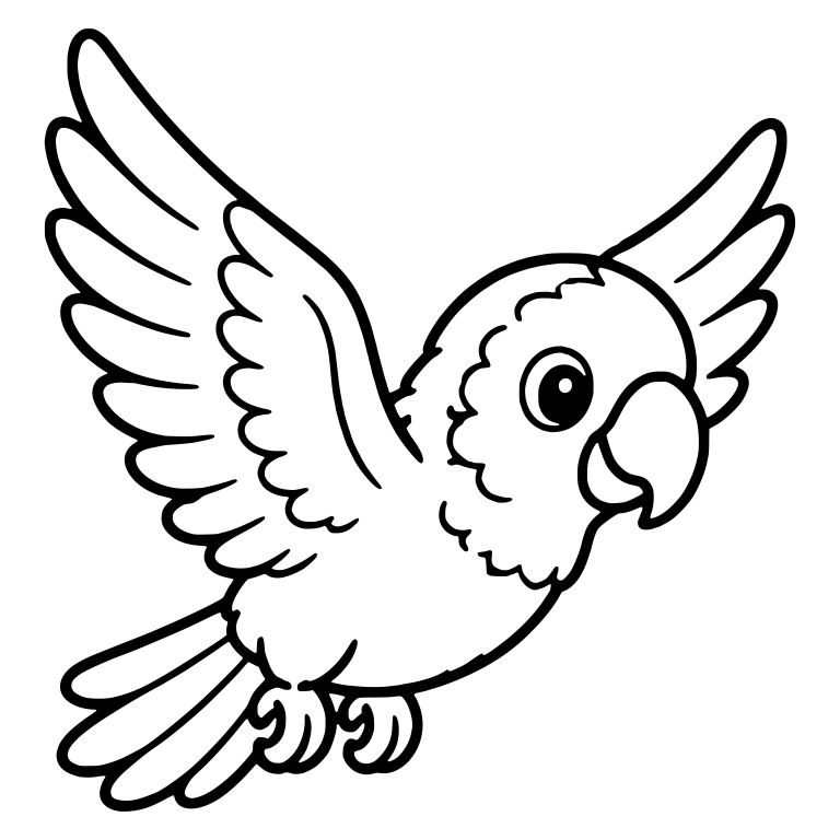 Parrot Flying With Large Raised Wings And Smile — free animal SVG cut file