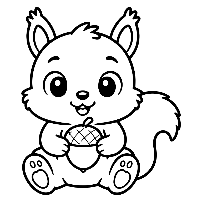 Squirrel Holding a Big Acorn With Tufted Ears — free animal SVG cut file