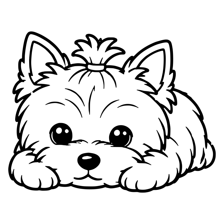 Yorkie Puppy Lying Down With Chin on Paws — free animal SVG cut file