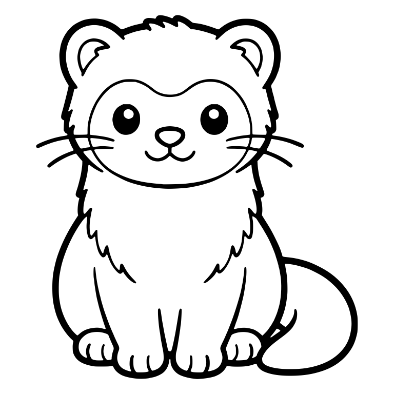Kawaii Ferret Sitting With Wide Whiskers And Round Tail — free animal SVG cut file