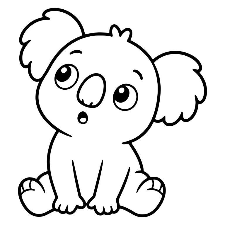 Curious Koala Sitting Upright with Wide Eyes — free animal SVG cut file