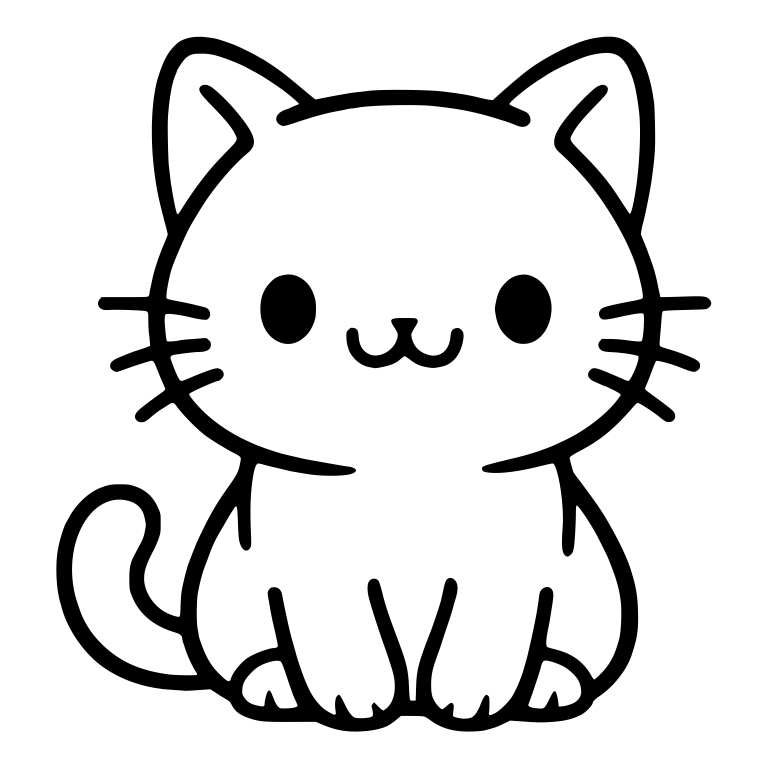 Kawaii Cat With Tail Curling On The Left — free animal SVG cut file