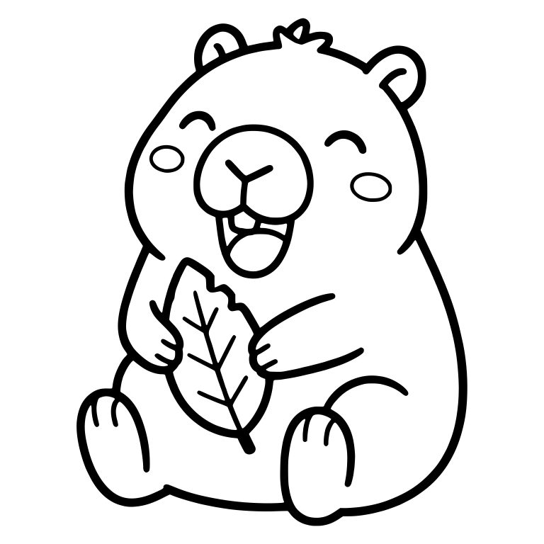 Laughing Capybara Holding a Leaf — free animal SVG cut file