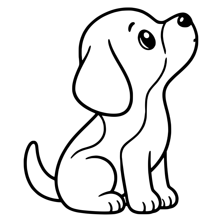 Sitting Beagle Puppy Looking Up With Big Round Eye — free animal SVG cut file