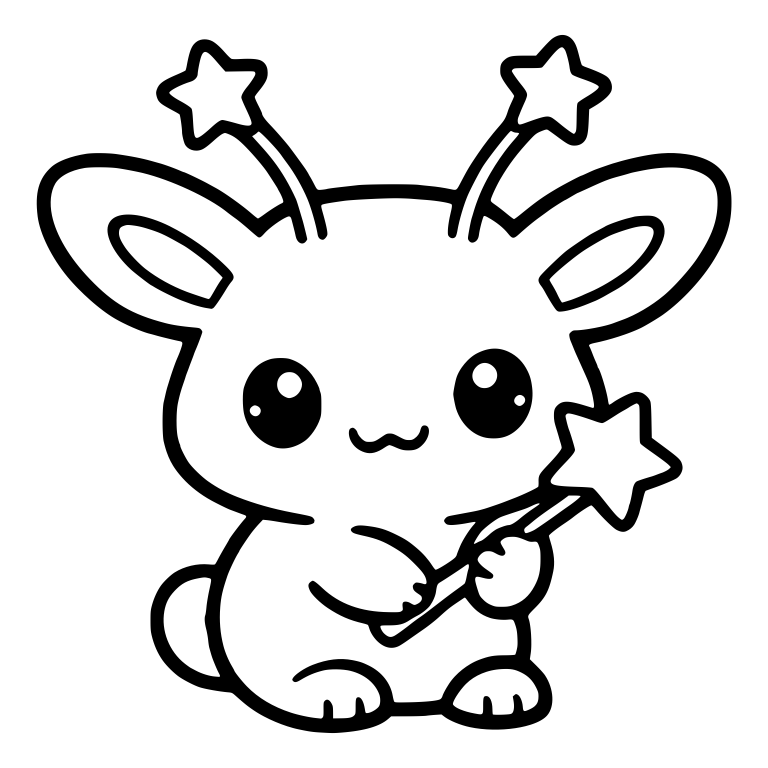 Star Antenna Bunny Holding a Magic Star Wand — free animal SVG cut file