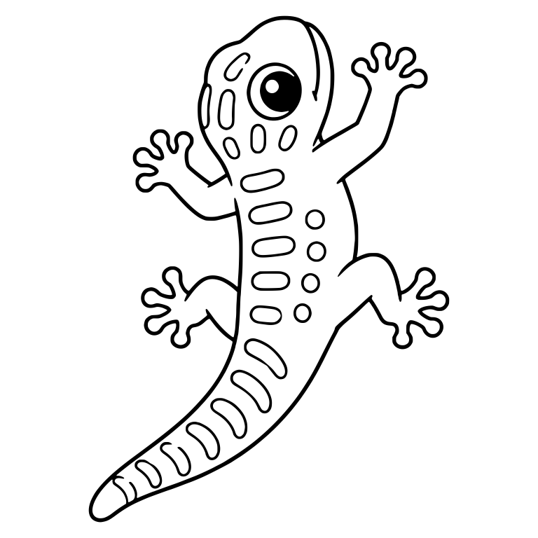 Gecko with Oval Back Stripes Climbing and Waving — free animal SVG cut file