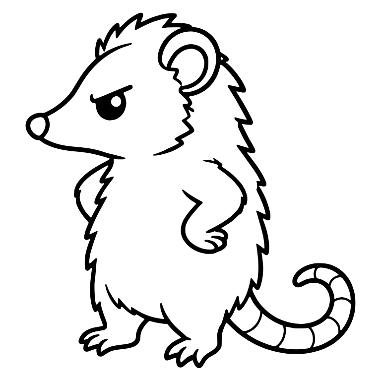 Grumpy Standing Opossum With Hand on Hip — free animal SVG cut file