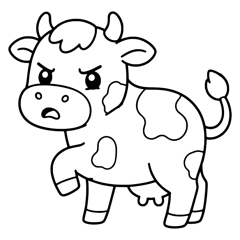 Angry Spotted Cow Walking with Raised Hoof — free animal SVG cut file