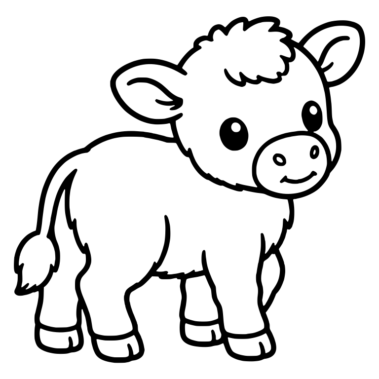 Standing Fluffy Calf With Big Tail Tuft — free animal SVG cut file