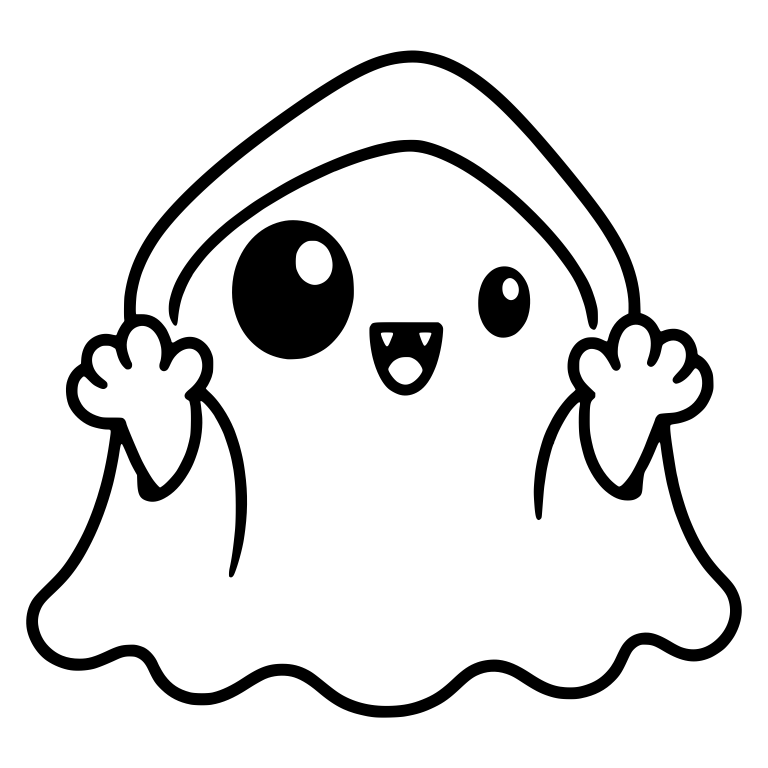 Hooded Ghost With Uneven Eyes And Paws Raised — free fantasy-creature SVG cut file