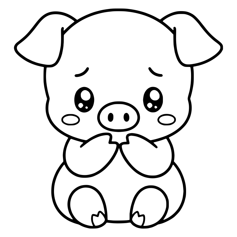 Shy Piglet Sitting with Hooves Over Mouth — free animal SVG cut file