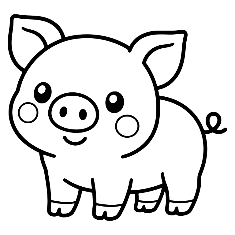 Standing Piglet with Blush Circles and Curly Tail — free animal SVG cut file