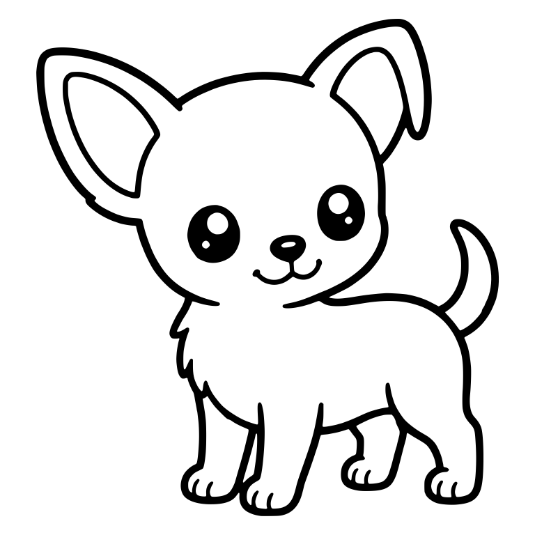 Chihuahua Puppy Standing With Fluffy Chest Fur — free animal SVG cut file
