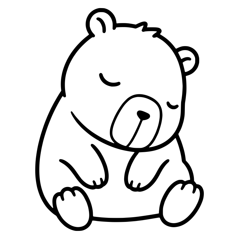 Sleepy Capybara Sitting Up with Paws on Belly — free animal SVG cut file