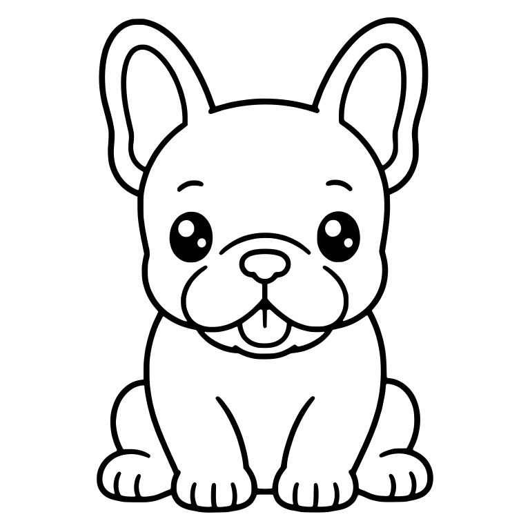 French Bulldog Sitting Front View With Sparkly Eyes — free animal SVG cut file