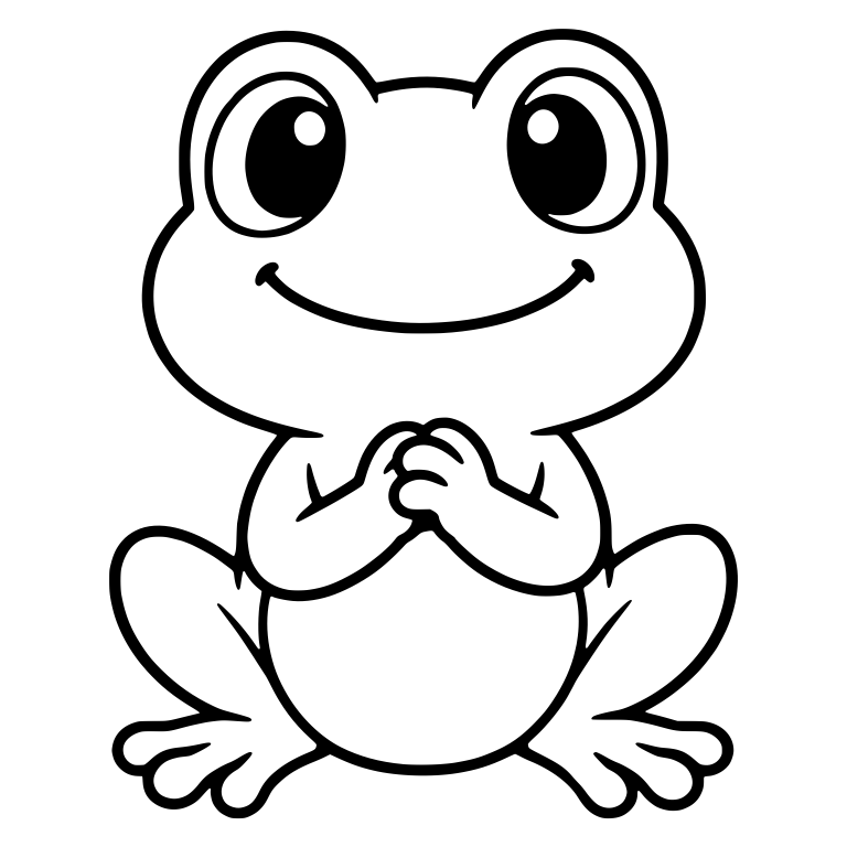 Smiling Chibi Frog Sitting With Hands Together — free animal SVG cut file