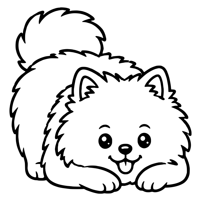 Pomeranian Lying Down With Front Paws Stretched Out — free animal SVG cut file