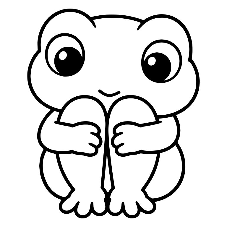 Chibi Frog Hugging Knees With Big Round Eyes — free animal SVG cut file
