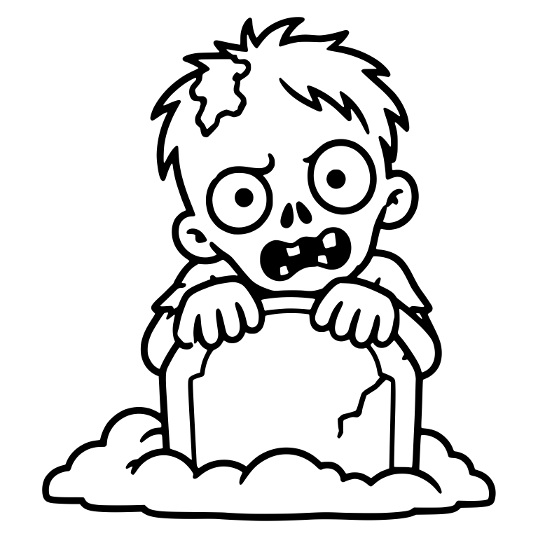 Zombie Peeking Over a Gravestone Set in a Dirt Mound — free fantasy-creature SVG cut file