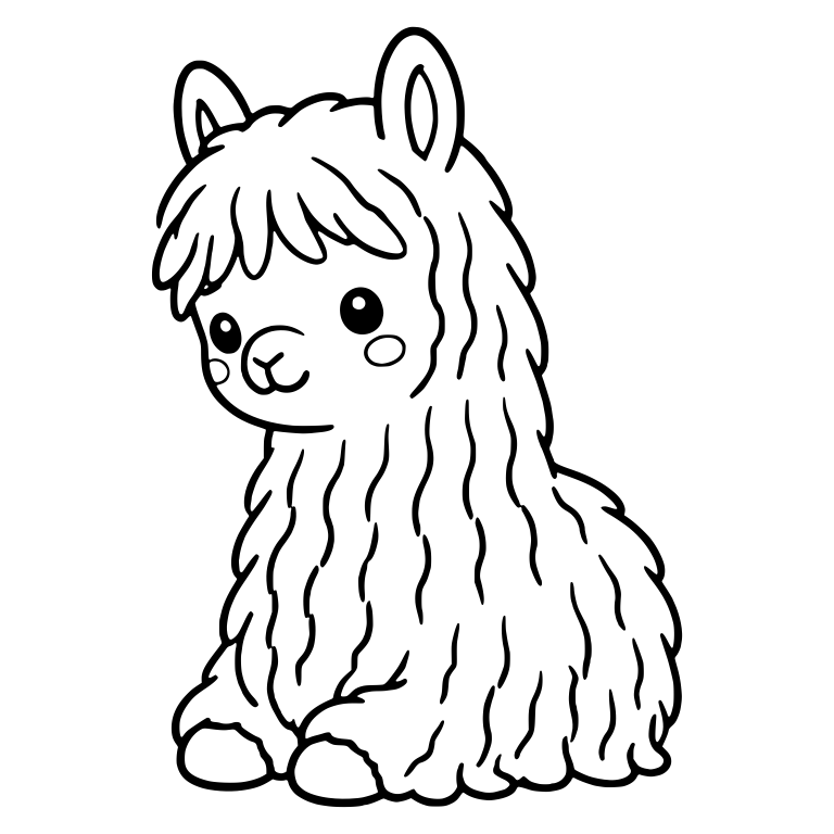 Sitting Suri Alpaca Cria With Long Wavy Fringe — free animal SVG cut file