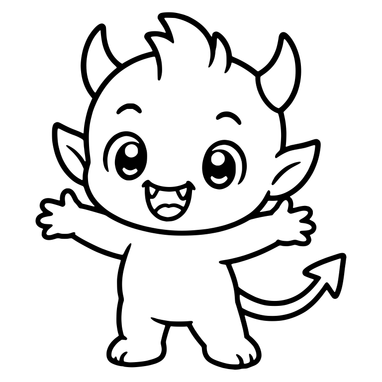 Excited Baby Devil With Open Arms and Spiky Hair — free fantasy-creature SVG cut file