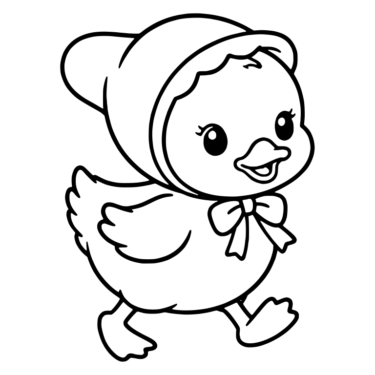 Strolling Duckling in a Soft Bonnet with Neck Bow — free animal SVG cut file