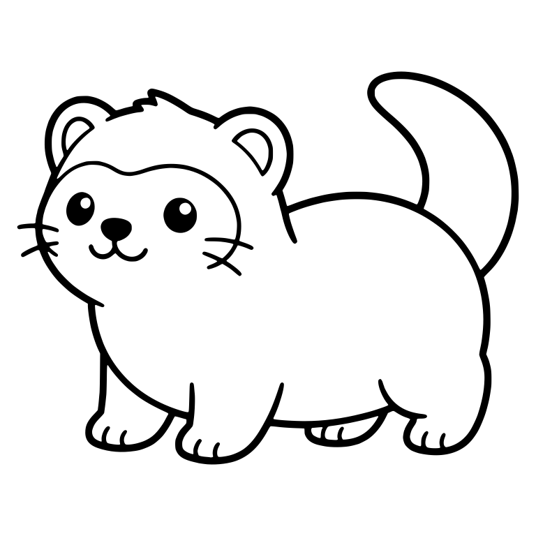 Plump Kawaii Ferret Walking With Curled Tail — free animal SVG cut file