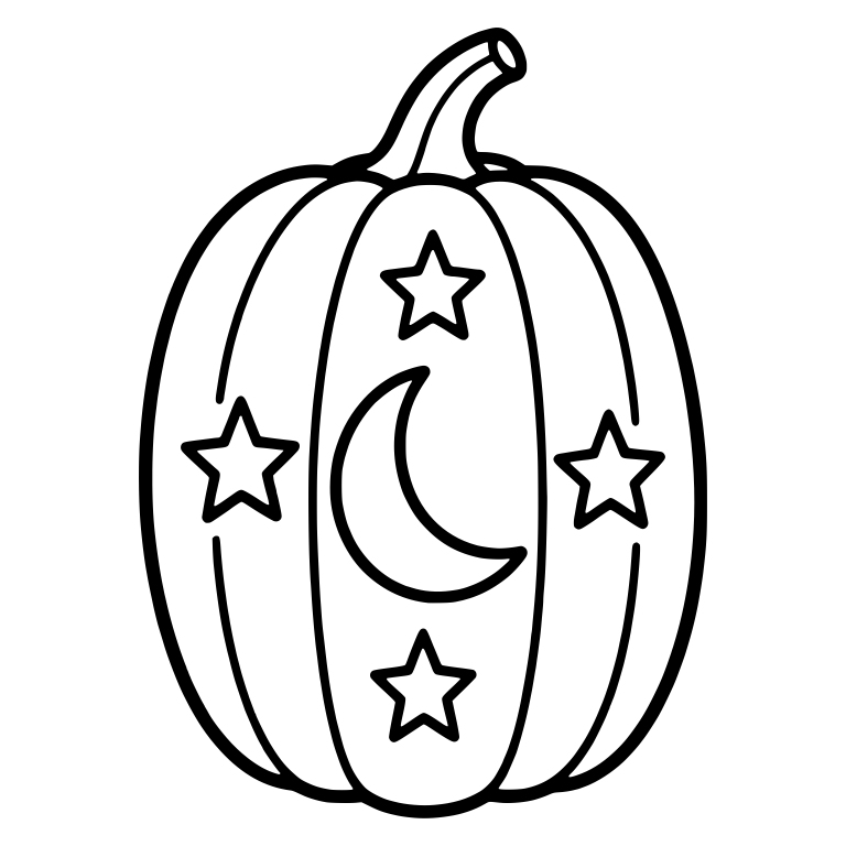 Tall Pumpkin with Crescent Moon and Stars — free floral SVG cut file