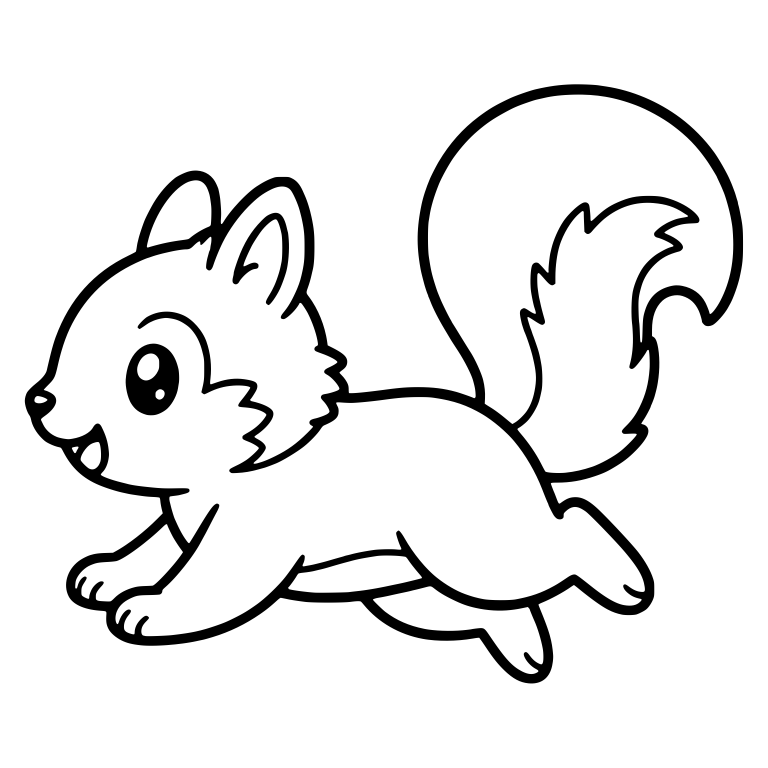 Running Squirrel Facing Left With Big Round Tail — free animal SVG cut file