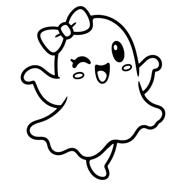 Winking Ghost With Hair Bow And Ruffled Hem — free fantasy-creature SVG cut file