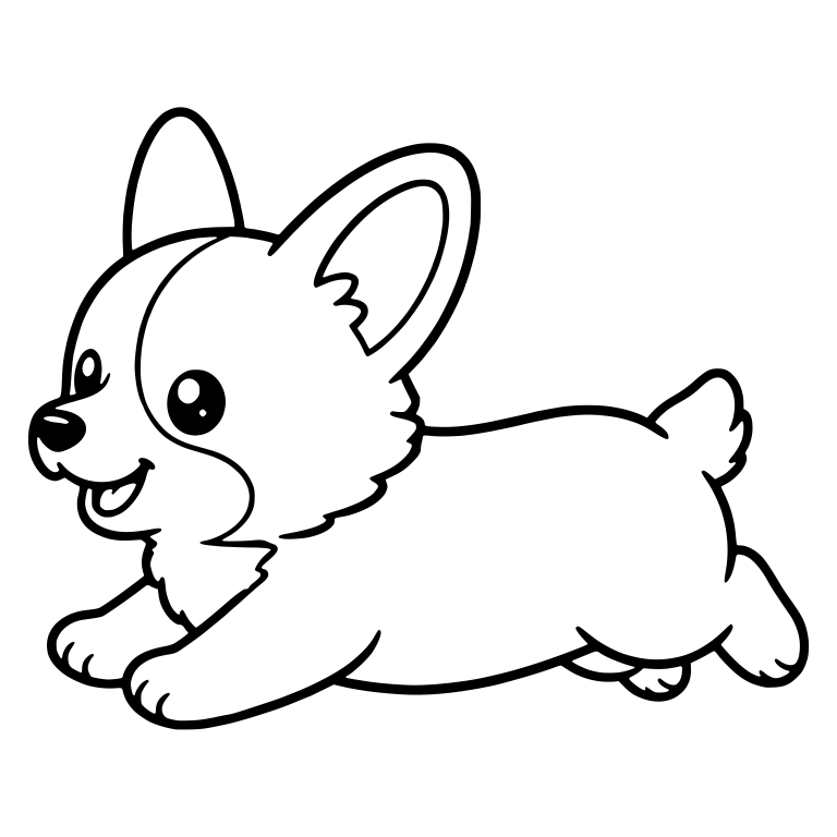 Running Corgi Puppy Facing Left in Side View — free animal SVG cut file