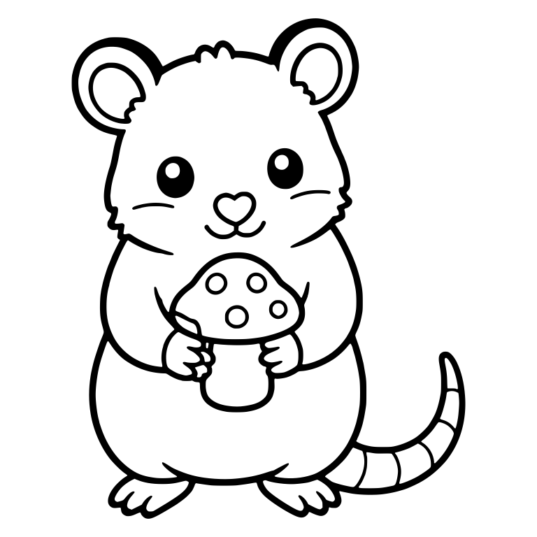 Standing Opossum Holding a Spotted Mushroom — free animal SVG cut file