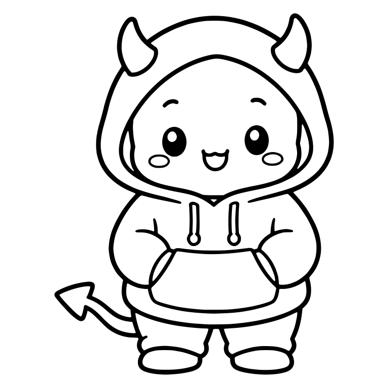 Kid in Horned Devil Hoodie With Hands in Pocket — free characters SVG cut file