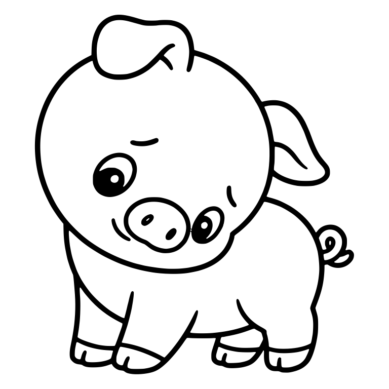 Shy Standing Piglet With Head Tilted Down — free animal SVG cut file