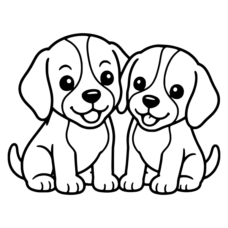 Two Beagle Puppies Sitting Side by Side — free animal SVG cut file