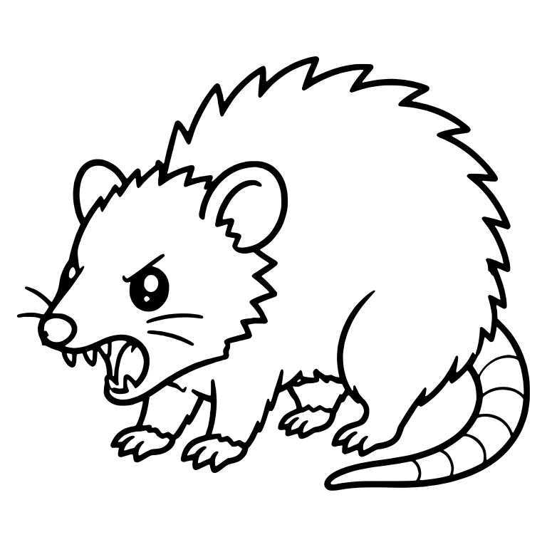 Snarling Opossum Crouched With Pointed Tail — free animal SVG cut file