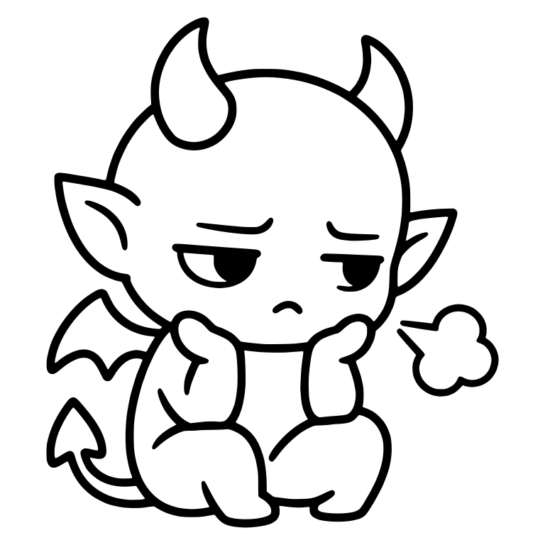 Bored Sitting Demon Sighing With Chin on Hands — free fantasy-creature SVG cut file