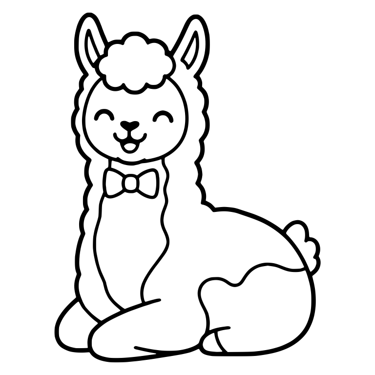Kawaii Llama in Bow Tie Lying Down Laughing — free animal SVG cut file