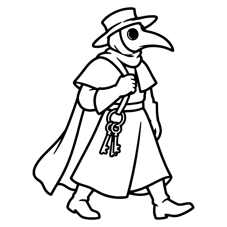 Plague Doctor Walking with Ring of Keys — free characters SVG cut file