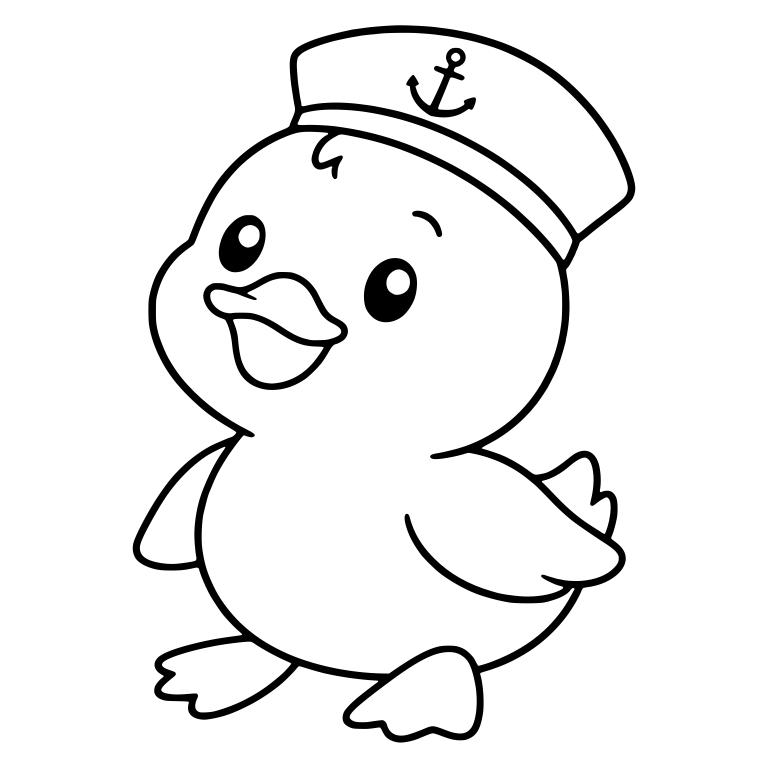 Strolling Duckling in Sailor Hat With Anchor — free animal SVG cut file
