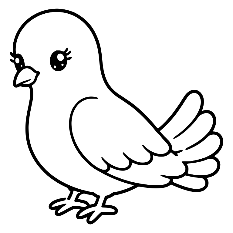 Standing Dove Looking Left With Fanned Tail — free animal SVG cut file