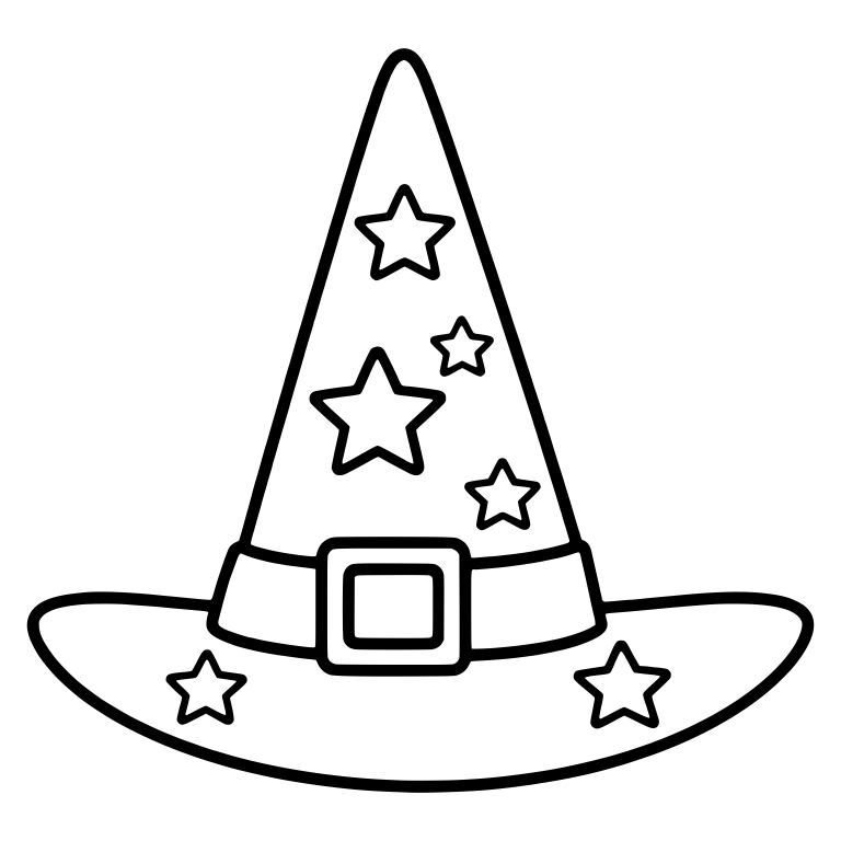 Tall Starry Witch Hat with Straight Cone and Buckle — free objects SVG cut file