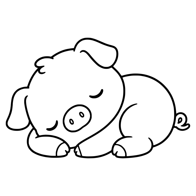 Sleeping Piglet With Hair Tuft Curled Up — free animal SVG cut file