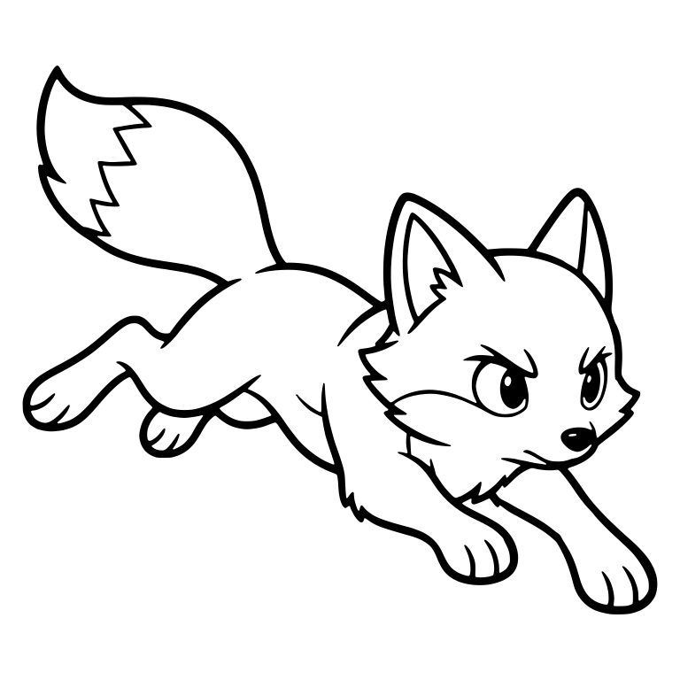 Fox Leaping Forward with Narrowed Eyes and Raised Tail — free animal SVG cut file