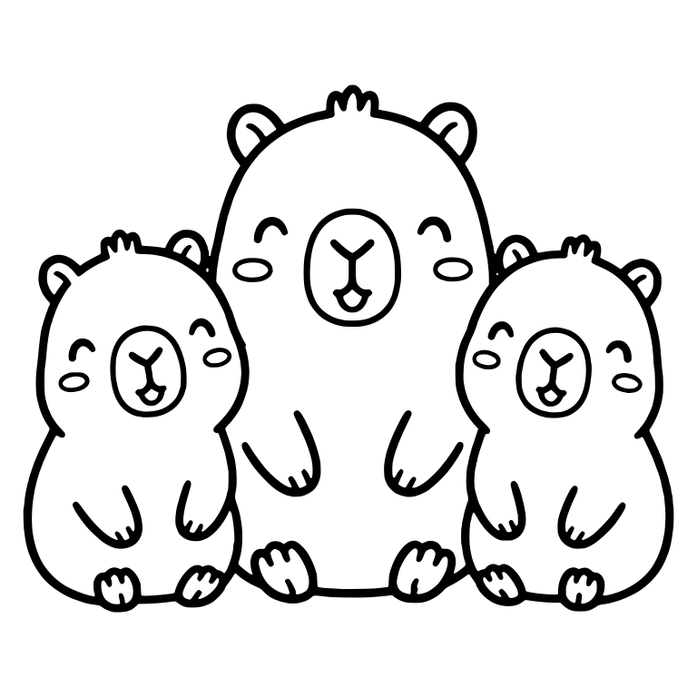 Capybara Trio With a Big One in the Middle — free animal SVG cut file