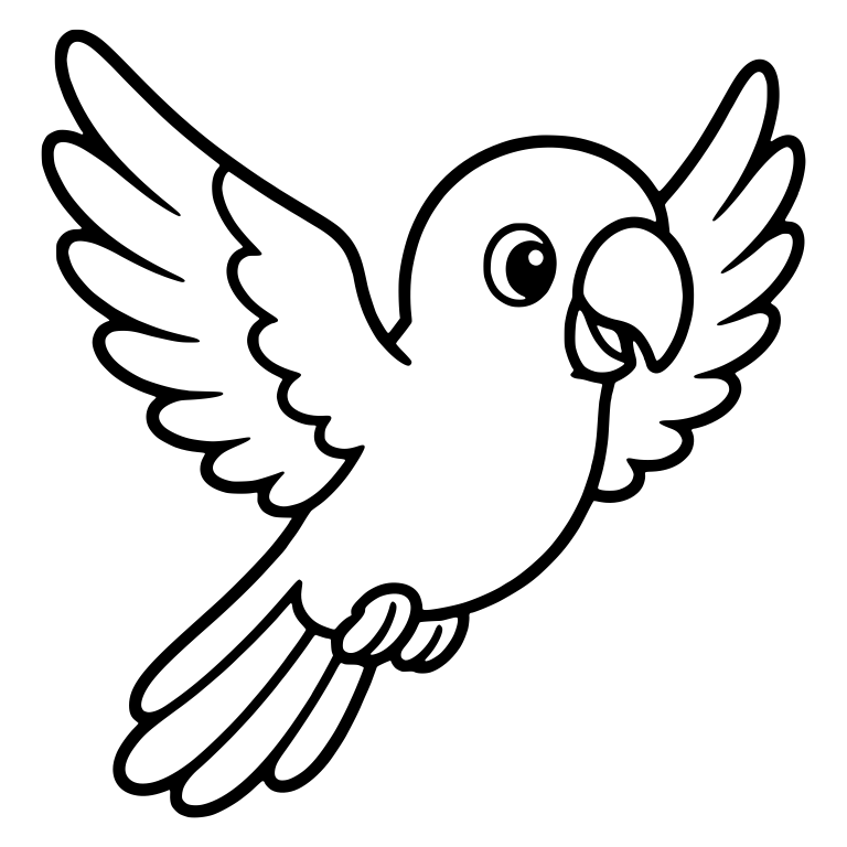 Flying Parrot With Wings Raised and Long Tail Feathers — free animal SVG cut file